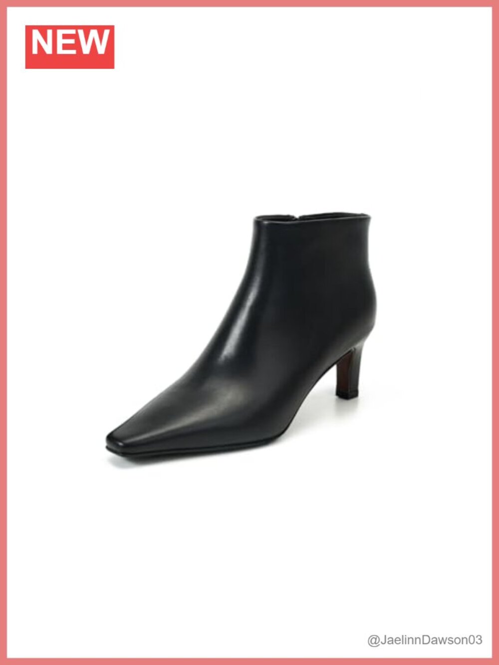 Leather Ankle Booties Chunky Heel Square Toe Zip Chelsea Womens